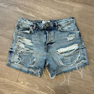 Free People Distressed Denim Shorts